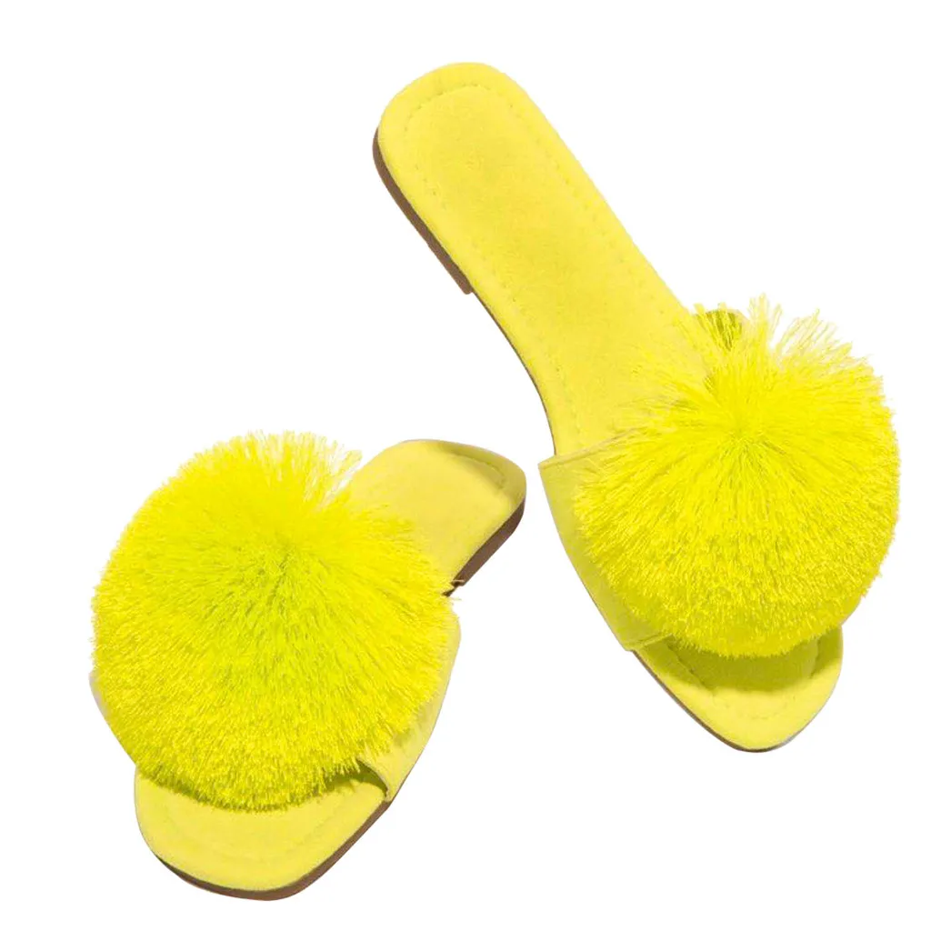 Женские меховые шлепанцы Натуральным лисьим мехом без задника с открытыми