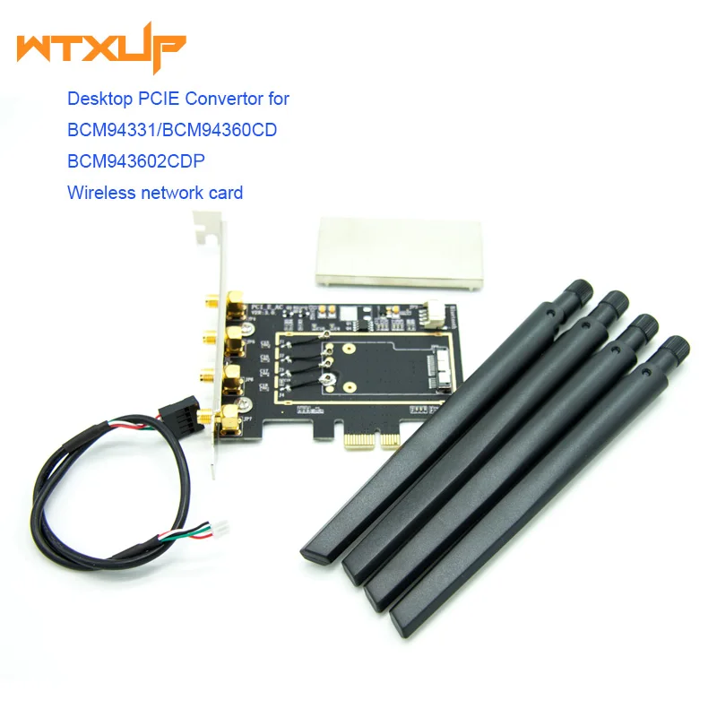 BCM94331 BCM94360CD BCM943602CDP WLAN карта для настольного ПК PCI-E pcie pci express 1X 16X конвертер адаптер для Apple wifi карты