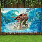 Фон для фотосъемки с изображением Моаны, принцессы, девочек, вечеринки в честь Дня Рождения, пляжный морской фон, реквизит для фотостудии, декоративный баннер