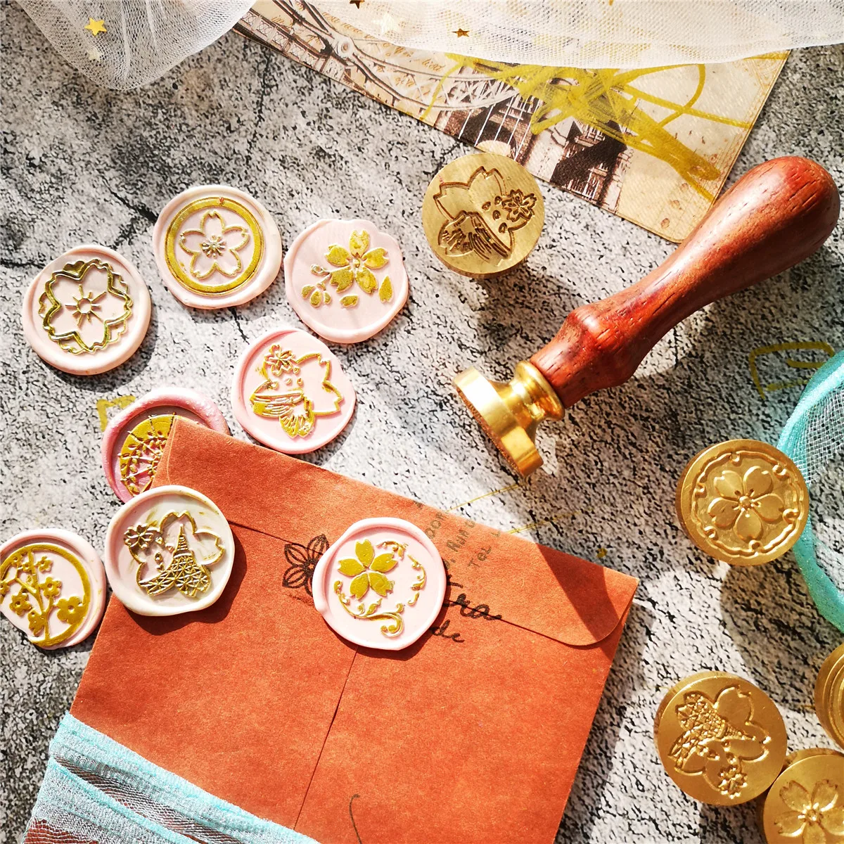 

Creative Cute Sakura brass wax seal stamp DIY craft sealing stamps decoration for scrapbooking diary scrapbooking standard stamp