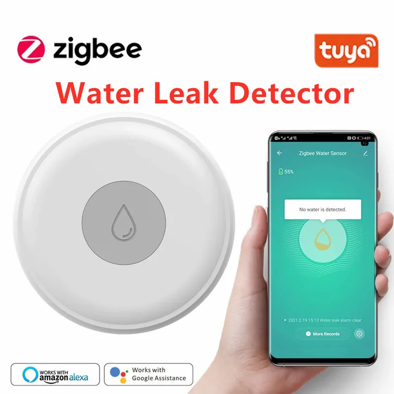 

Tuya ZigBee Smart Home Water Sensor Leak Detector Flood Water Leakage Alarm Works With Tuya Zigbee Hub Leakage Alarm Detector