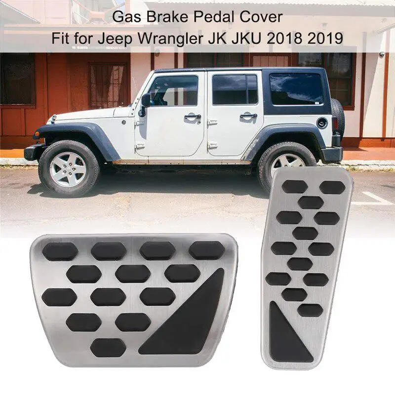 2PCS For 2018-2019 Jeep Wrangler Jl Models Car Gas Brake Foot Pedal Pad Kit Stainless Steel Accelerator Plate Pads | Автомобили и