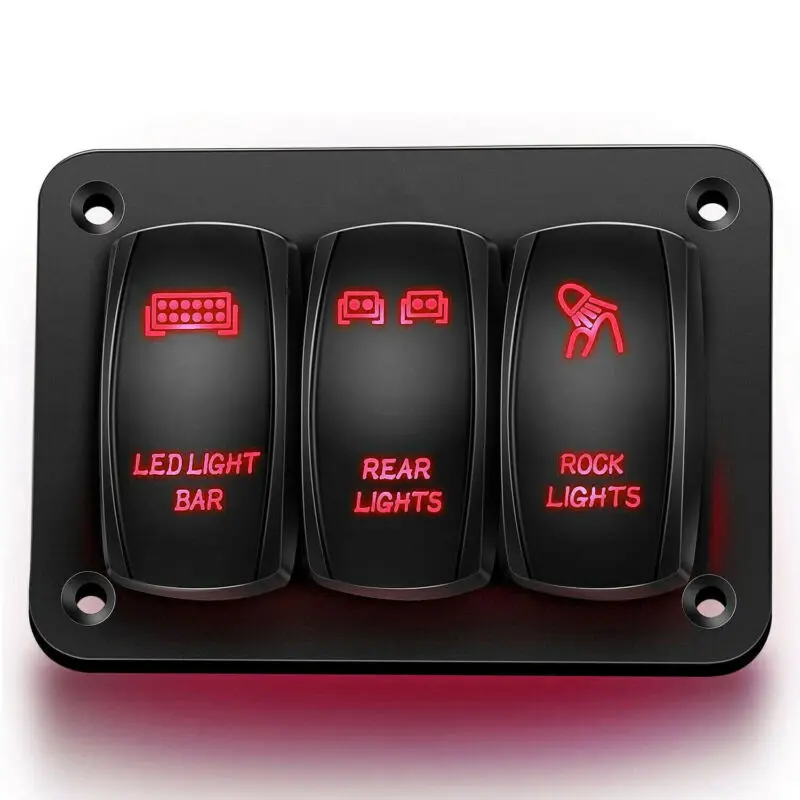 12V 24V переключатель IP66 Алюминий 3-банда тумблер Кулисный Панель светодиодный бар