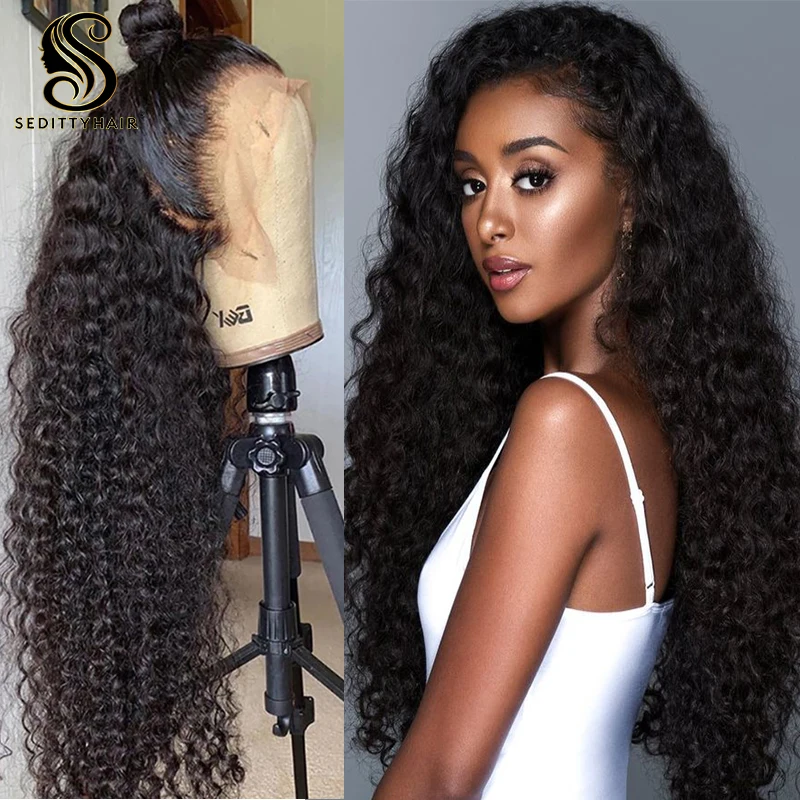 Deep Wave 13x4 Lace Front Human Hair Wigs 38 40 Inch Brazilian Kinky Curly Hair For Black Women frontal deep curly wave lace wig