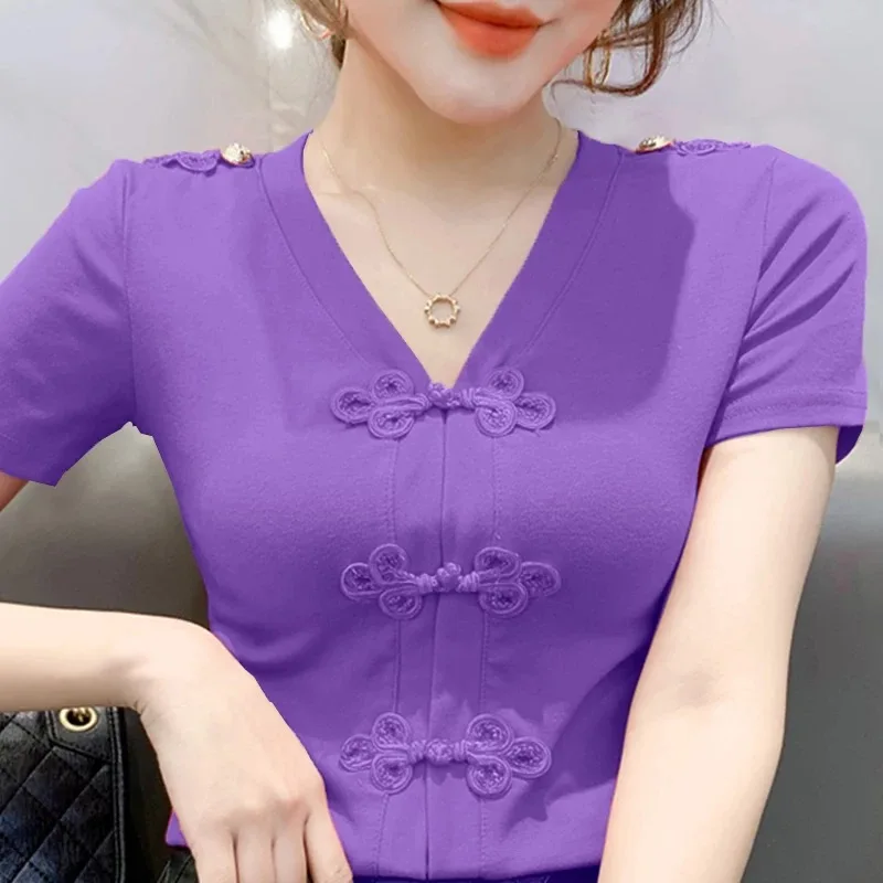 

Women Cotton Fashion red Cotton Ladies Tee Shirt Short Sleeve Tops Tee Shirt