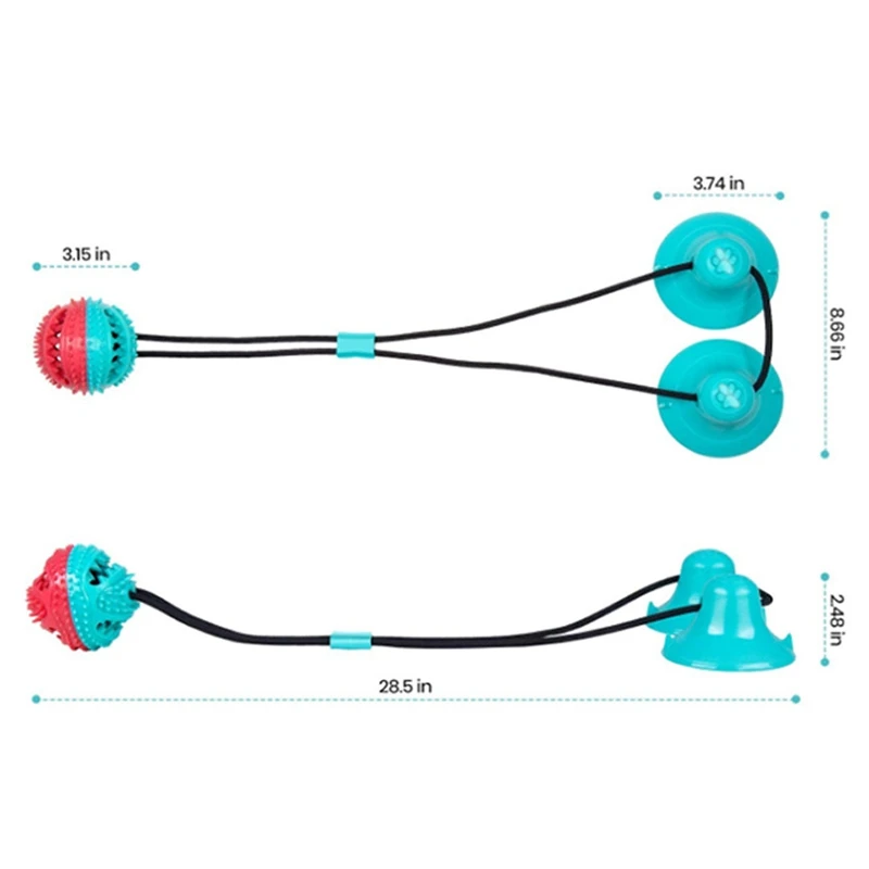 

Игрушка для собак с двойной присоской, Интерактивная игрушка-головоломка для жевания собак с пищалкой, мяч для чистки зубов и дозирования е...