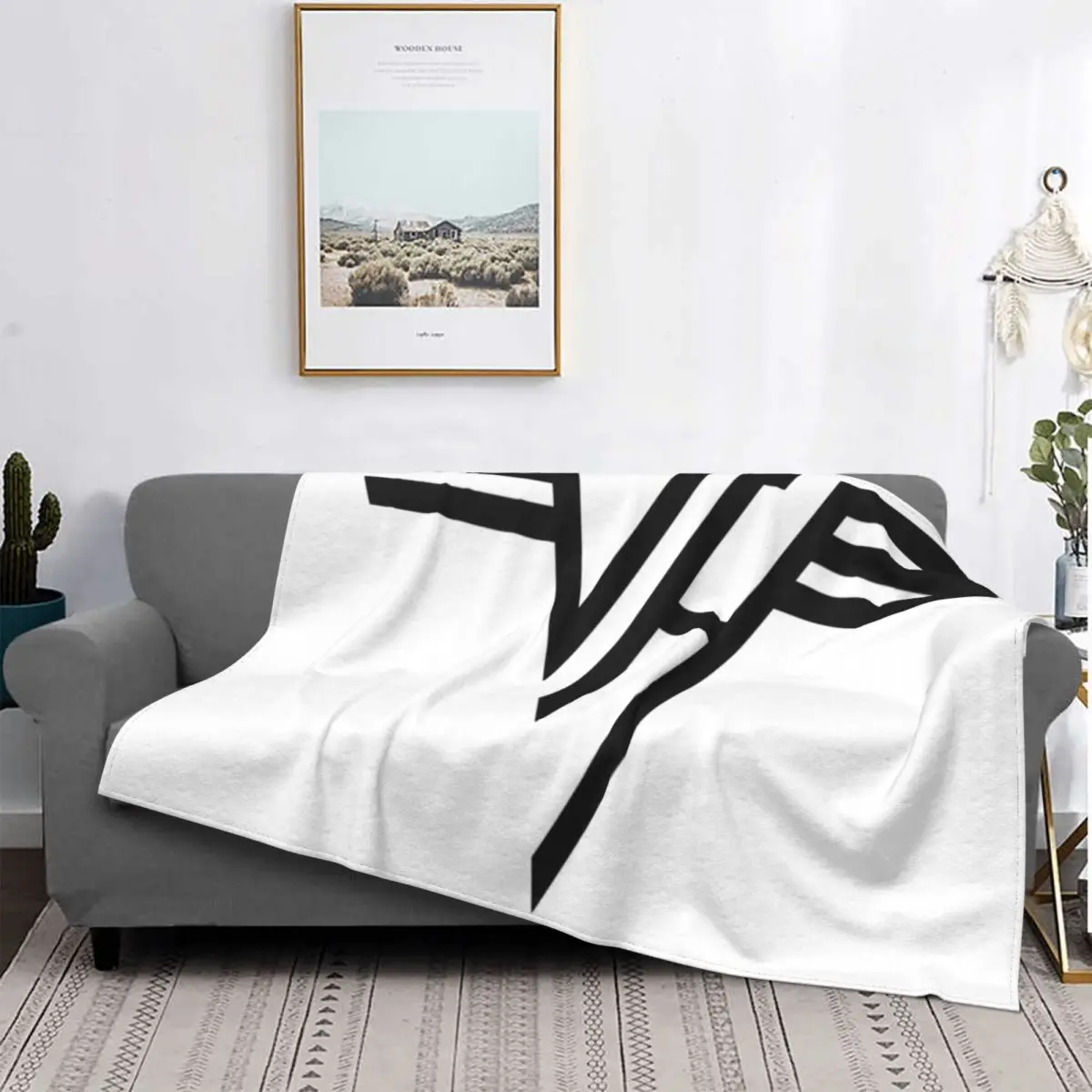 

Eddy Van Halen Evh-colcha de cama a cuadros, sofá, toalla de playa, manta de lino y algodón, textil para el hogar de lujo