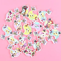 mixed fashion bird painted wooden decorative buttons for scrapbooking craft sewing supplies 23x17mm 30pcs