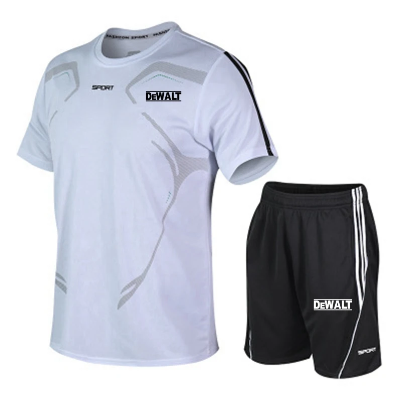 

2021 Summer Men Tracksuit Set Casual Short Long Sleeve Shirt + Shorts Set Mens 2 Piece Letter Print Male Polo Sportswear Suit