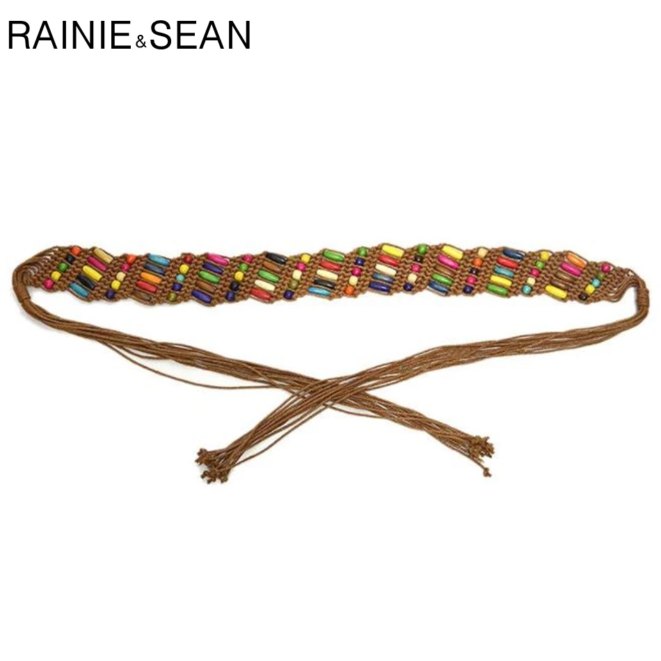 Женский плетеный пояс RAINIE SEAN этнический цветной с деревянными бусинами