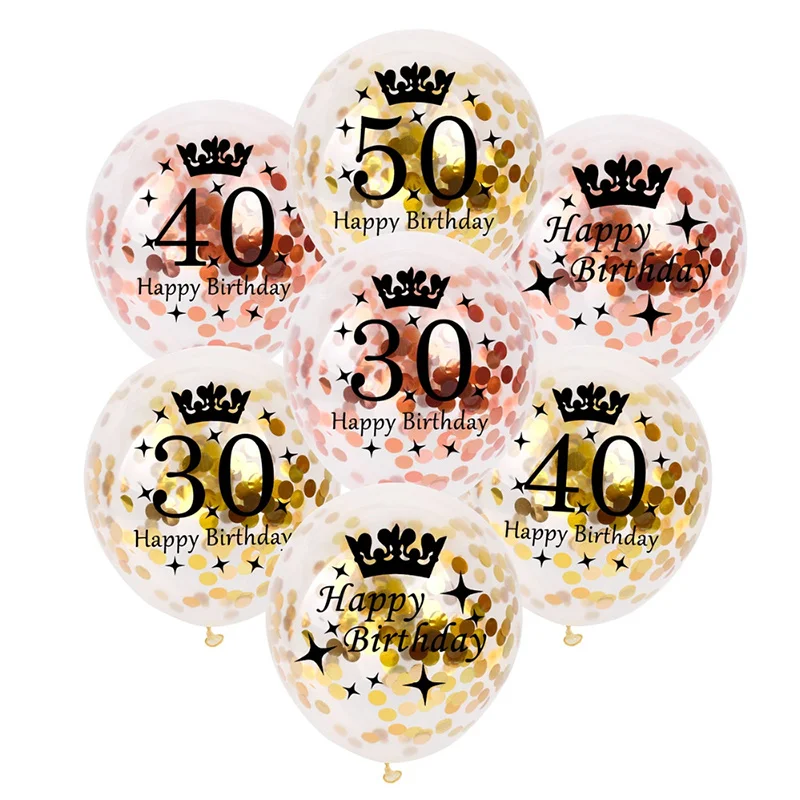 

10Pcs 12inch Rose Gold Latex Balloons Air Black 30 40 50 60 70 Years Happy Birthday Party Decorations Adult Foil Helium Balloon
