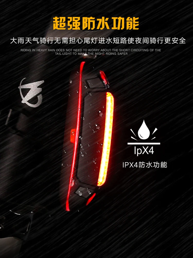 

Warning Bike Light Usb Rechargeable Bicycle Light Tail Waterproof Long Lasting Fiets Accessoires Night Riding Equipment ED50DD