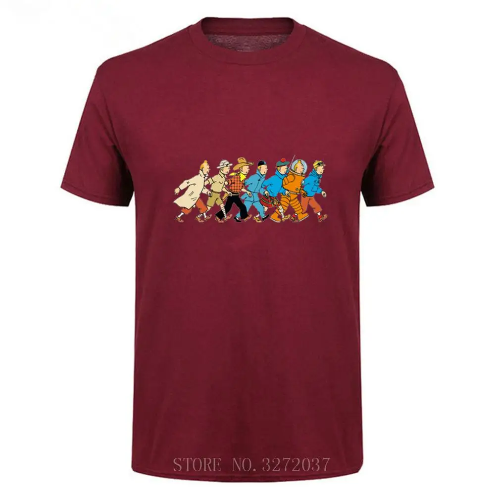 Хит лета новая популярная мужская черно белая футболка TinTin размер XS XXXL с круглым