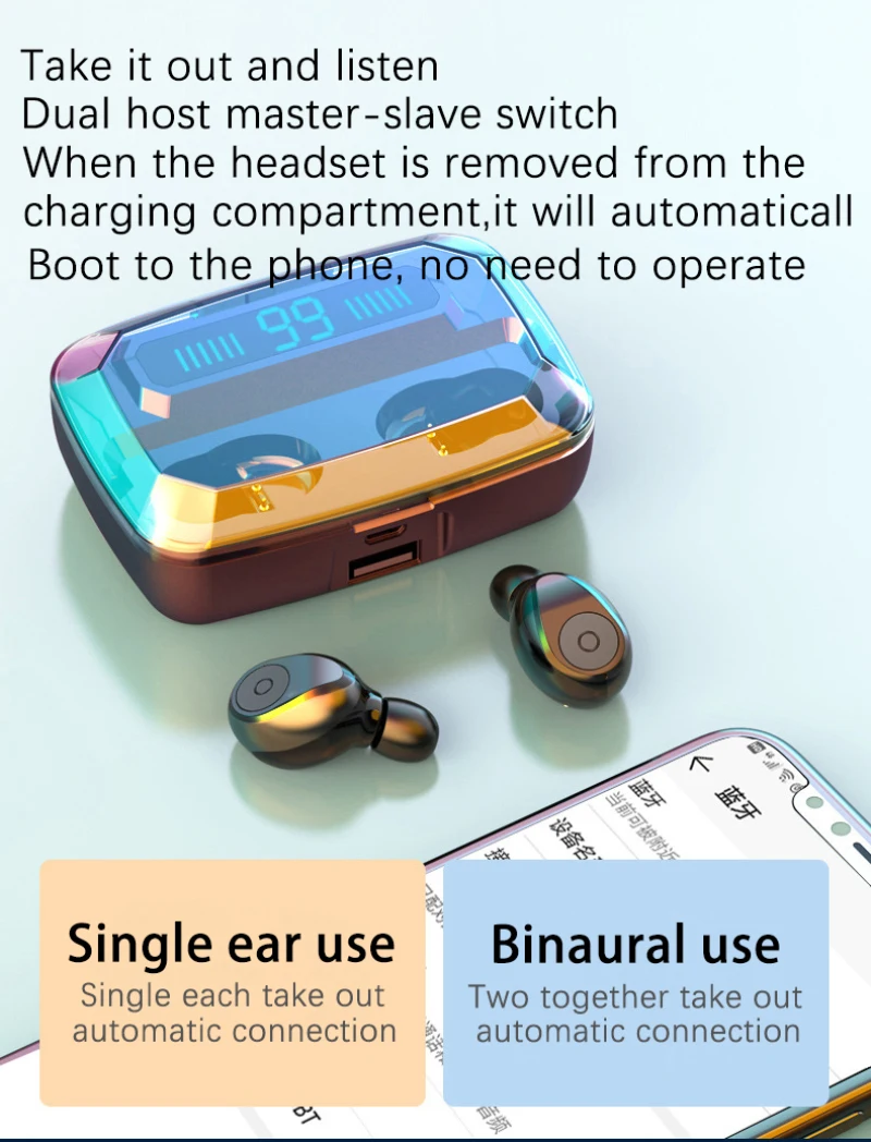 F9 наушники вкладыши TWS с Беспроводной Bluetooth 5 0 спортивные стерео гарнитура 3500 мАч