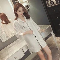 nightdress womens summer 3 4 sleeves sexy nightgown shirt dress silk simulation plus large size 100kg ice thin home wear