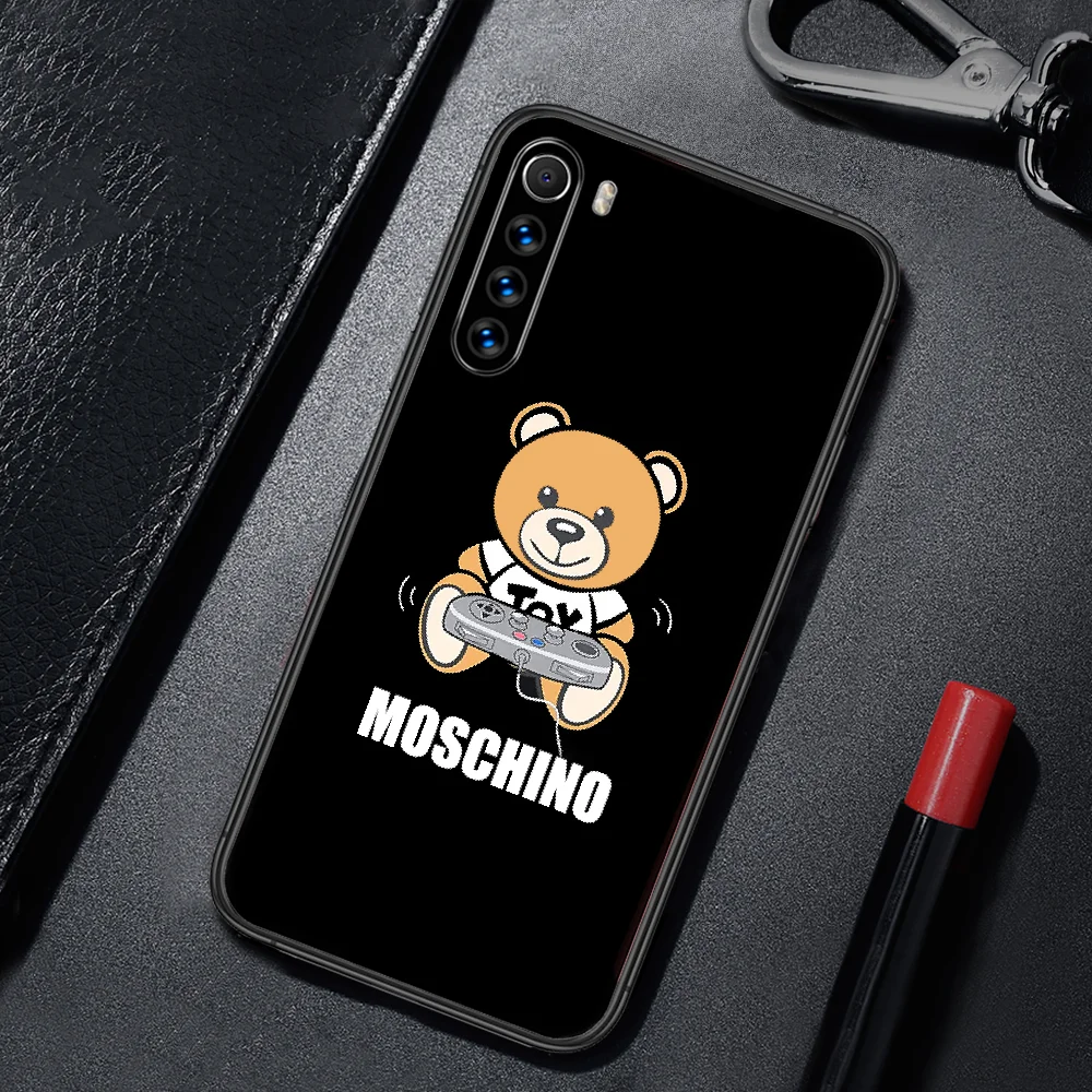 

Italian Cute Bear Brand Phone Case Cover For XIAOMI Redmi Note 3 4 4X 5 6 7 8 9 Pro T S Max black Shell Luxury Waterproof Tpu