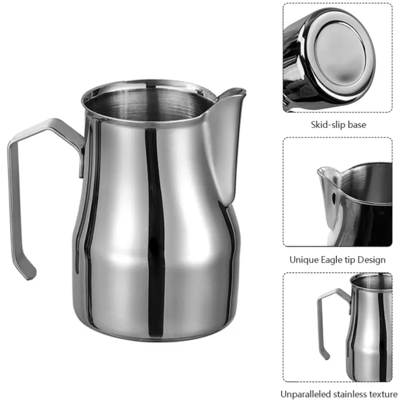 

350ml 500ml 750ml Stainless Espresso Coffee Pitcher Latte Milk Frothing Jug Kitchen Anti-skid and Stable Solid Durable Coffee
