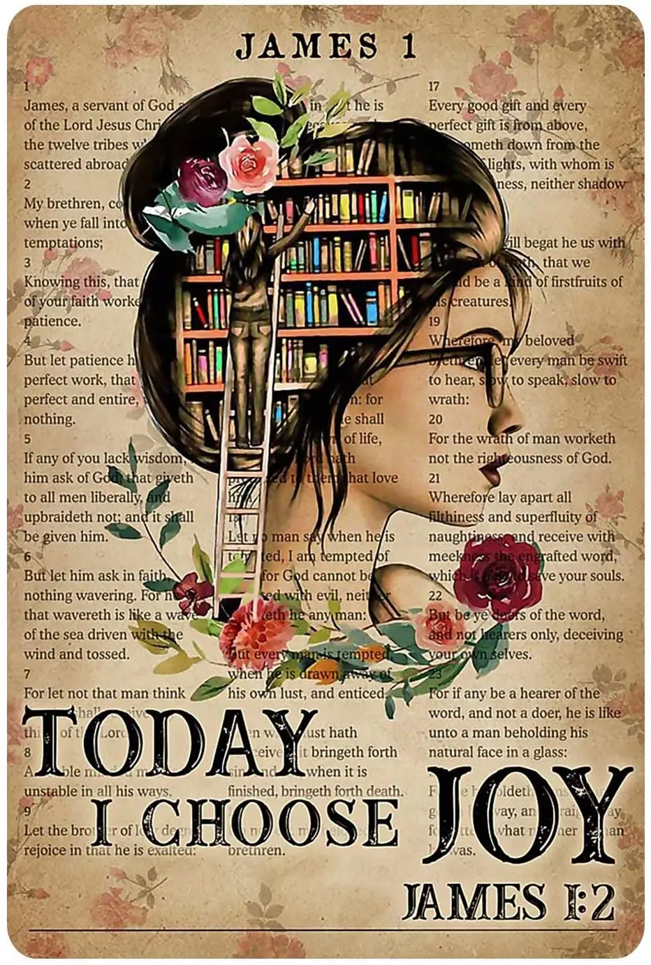 

Retro Reading Tin Sign Today I Choose Joy Metal Sign Bedroom Bar Cafe Home Decoration Plaque Poster