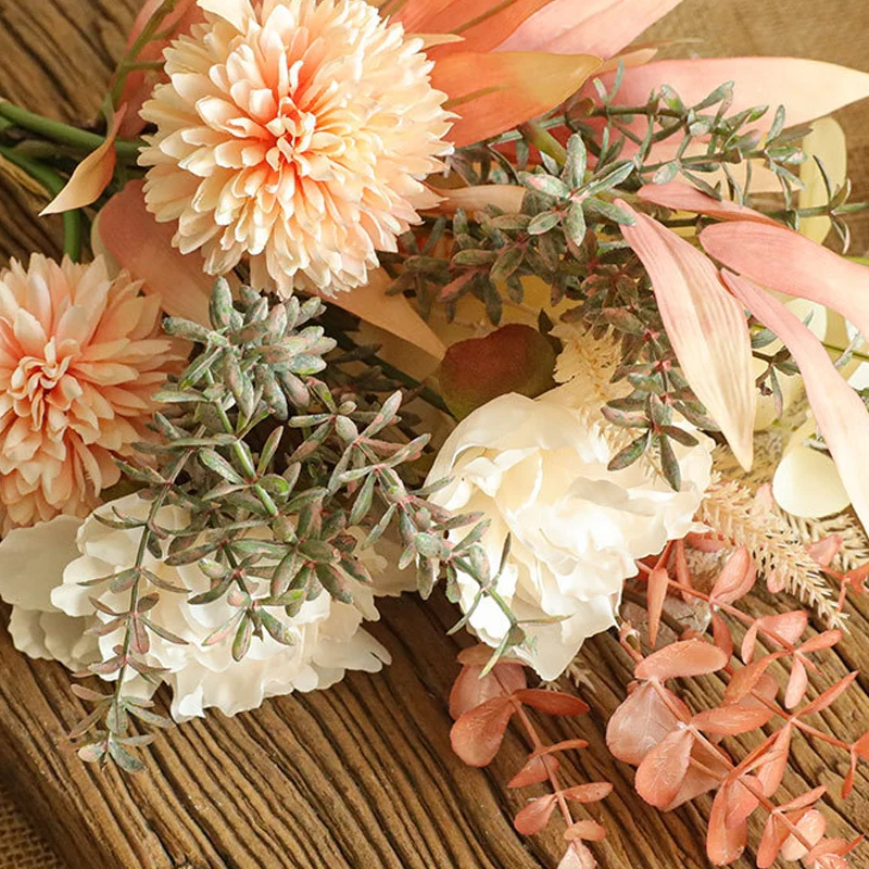 

roses artificial flowers peony high quality autumn decoration bride bouquet fall vintage fake flower for wedding home decoration