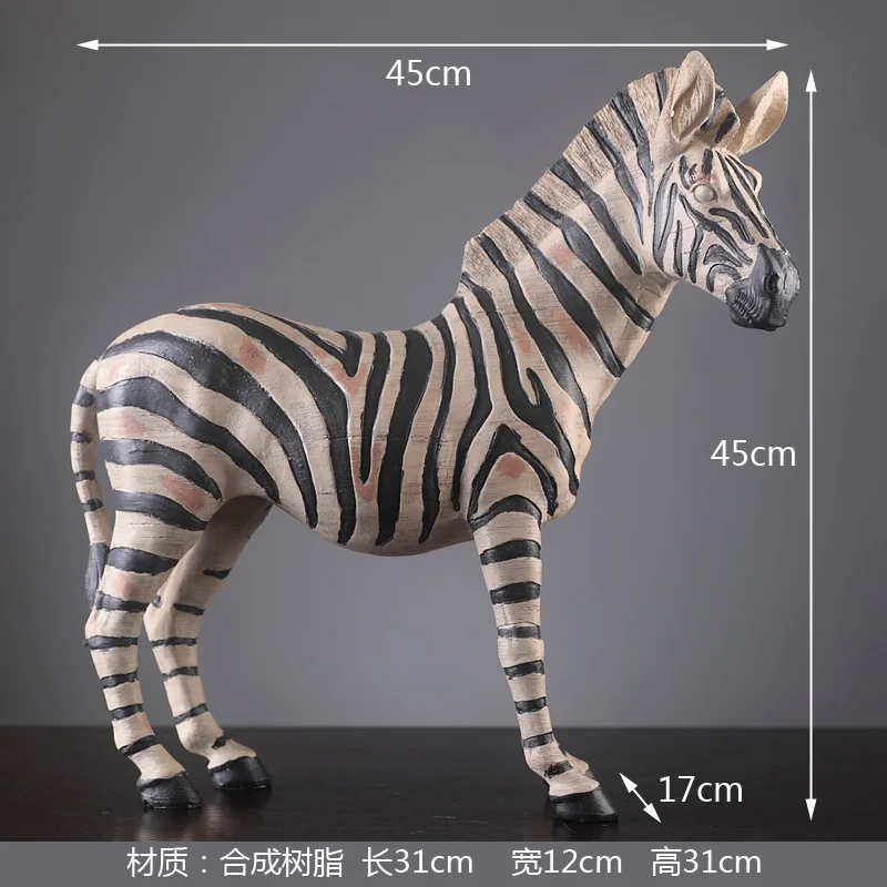 

[HHT]Nordic Retro Size Zebra Ornaments Resin Crafts Sculpture Office Clothing Store Cafe Furnishings Living Room Home Decoration