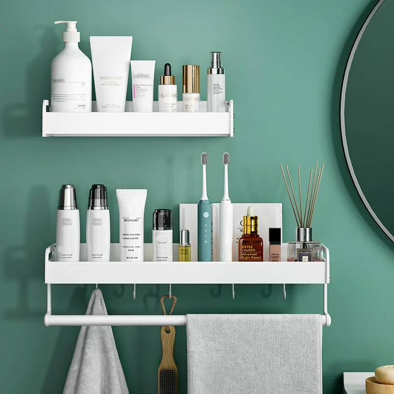 

Bathroom Shelf WC Shampoo Holder Shower Shelves Wall Mount Kitchen Storage Basket Cosmetic Rack Home Organizer Bath Accessories
