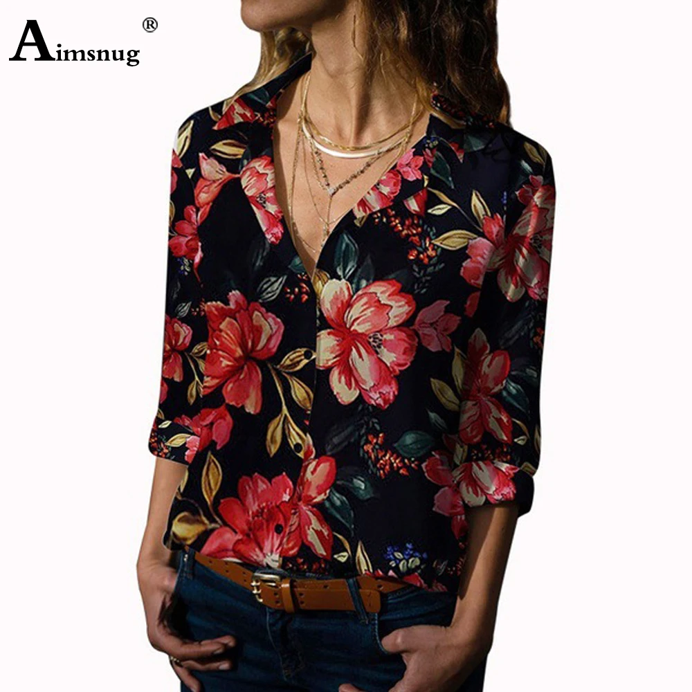 

2020 Elegant Casual Shirt Women Long Sleeve Blouse Femme Flower Print Loose Basic Tops Summer Boho Fashion Leisure Shirt Blouses