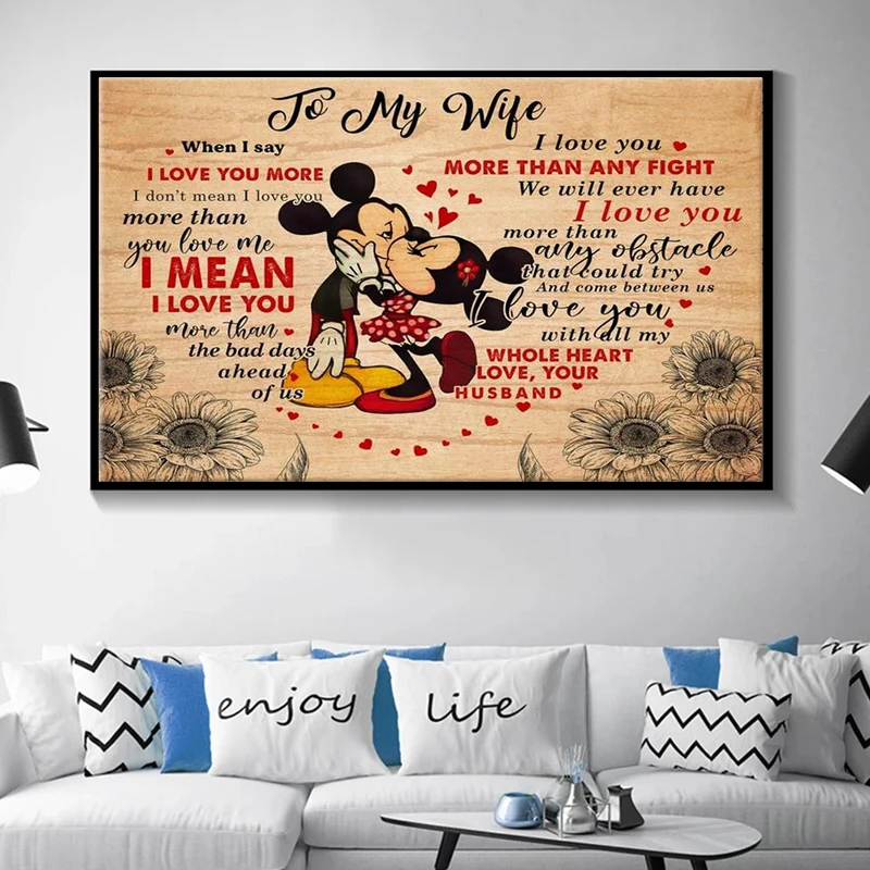 Персонализированная Картина на холсте с романтическими надписями для моей жены