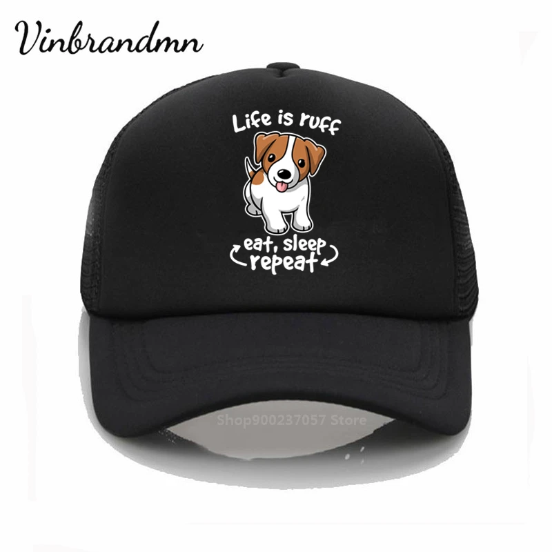 Панама Life is ruff dog kawaii Джек Рассел терьер съедать и спать мужская женская шляпа
