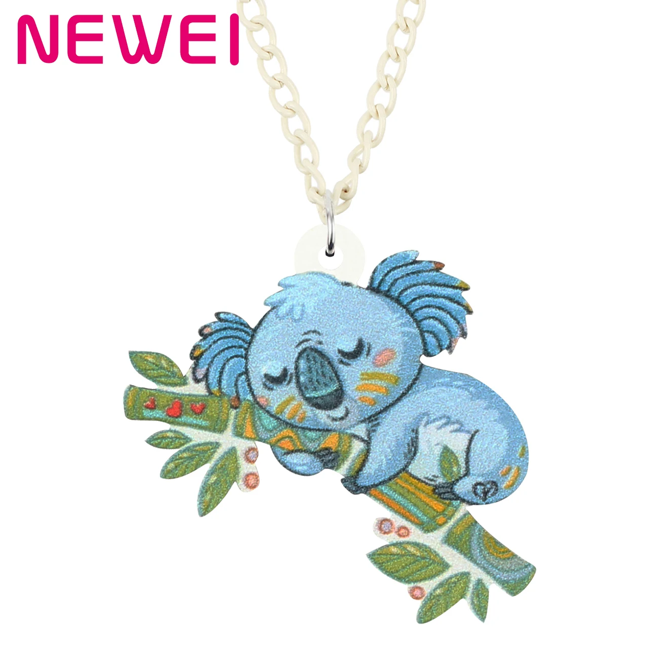 

Newei Acrylic Cartoon Bamboo Australian Koala Bear Chain Necklace Choker Animal Pendant Jewelry For Women Girls Birthday Gifts