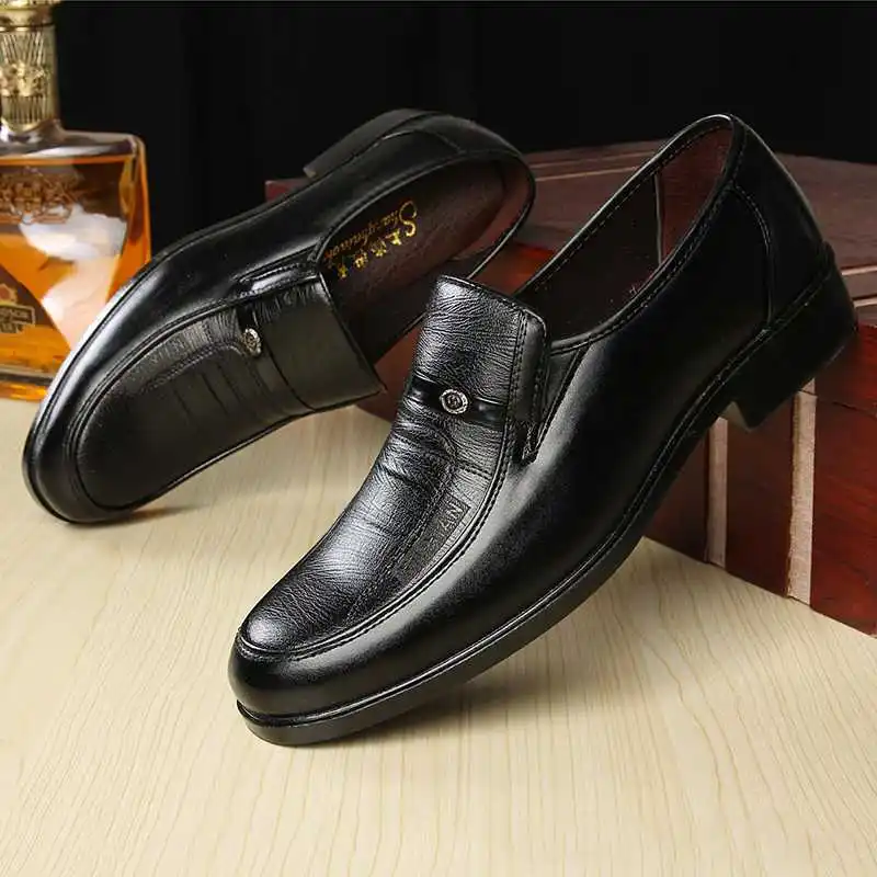 

Brand Men Leather Formal Business Shoes Male Office Work Flat Shoes Oxford Breathable Party Wedding Anniversary Shoe