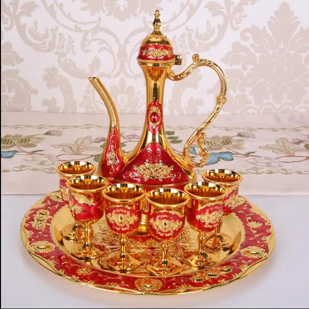 Модный 8 шт./компл. золотистый/серебристый декоративный набор для вина графин