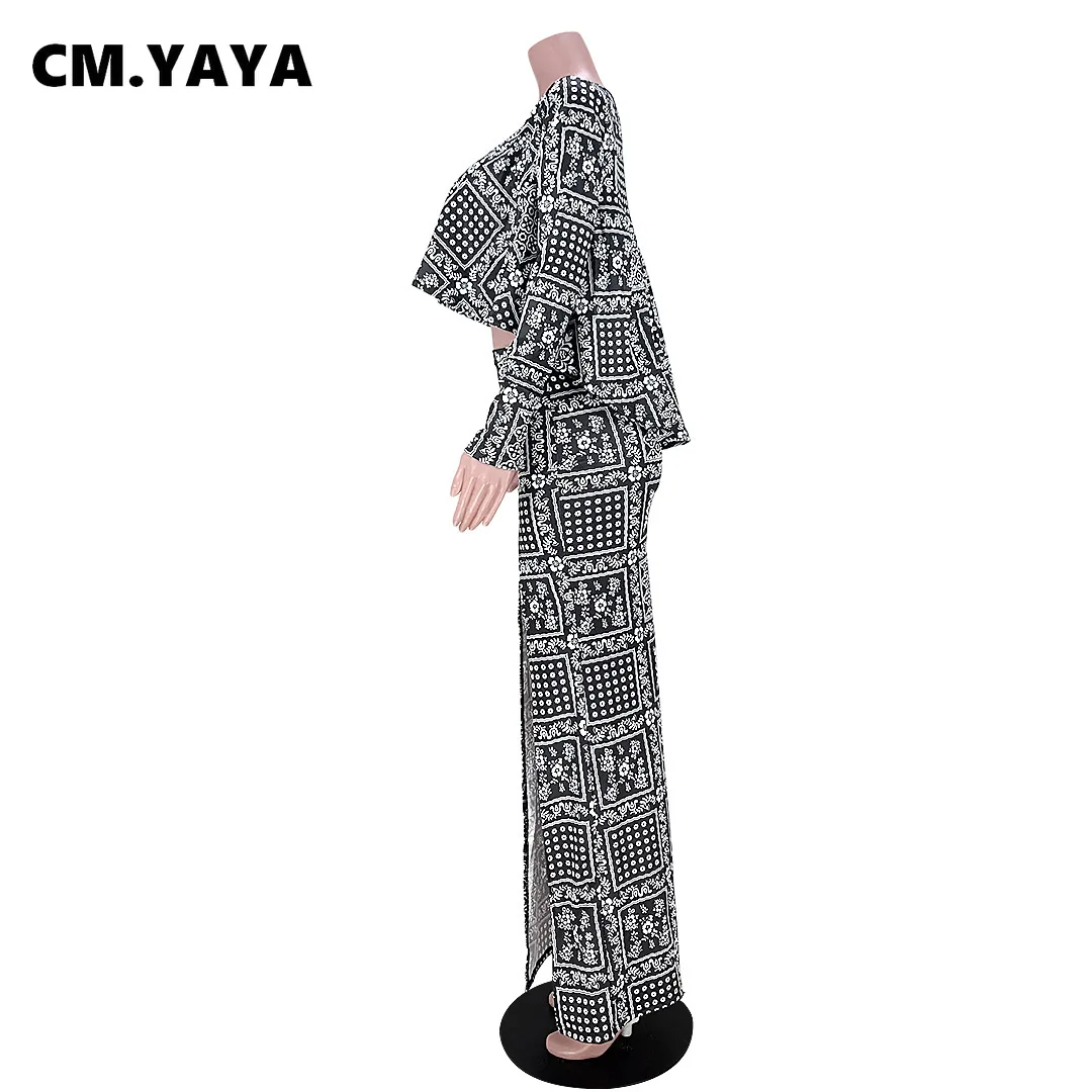 Женский комплект из двух предметов CM.YAYA укороченный топ с принтом и юбка высокой