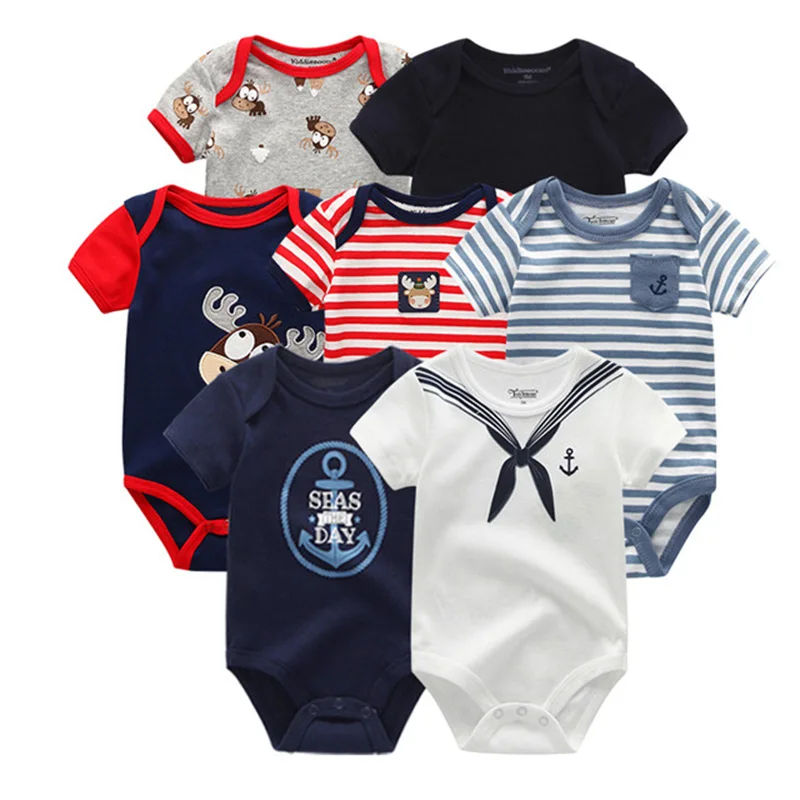 Детская одежда для мальчиков и девочек 7 шт./лот летняя хлопковая унисекс с