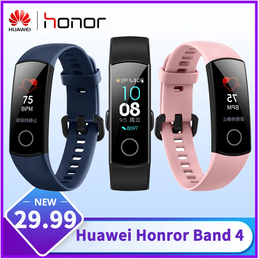Умный Браслет huawei Honor Band 4 фитнес браслет Amoled цветной 0 95 дюйма сенсорный экран для