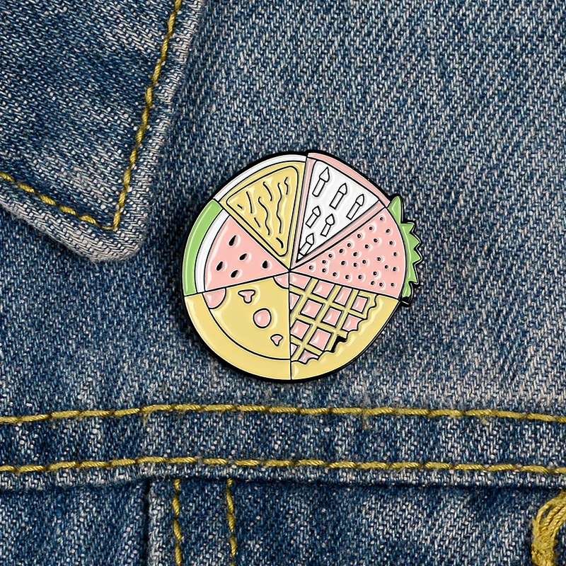 

Pizza Food Fruit Platter Pins Delicious Lapel Enamel Pins Cute Design Brooches Badges Clothes Bag Pins Jewelry Gifts For Friends