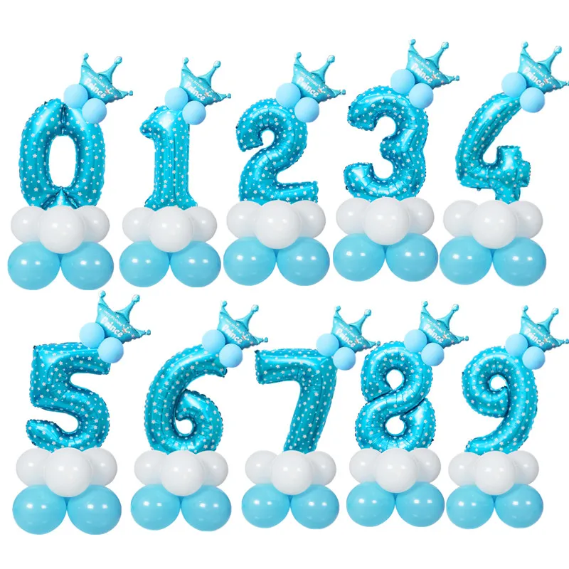 Blue 15pcs 16 дюймов 1 2 3 4 5 6 7 8 9 синий розовый номер Фольга воздушные шары цифровой баллон гелия Свадебные украшения День рождения воздушные шары - Цвет: Blue 15pcs