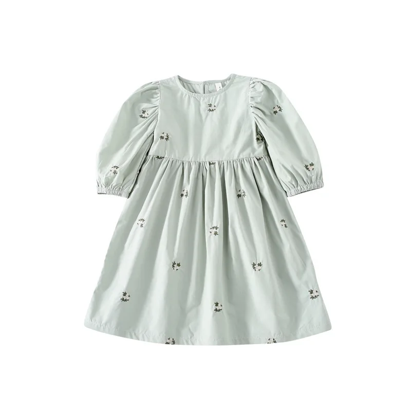 

2021 Spring Fashion Kids Girls Embroidery Floral Cotton Dress Korean style Baby Children Little Girl Cute Princess Dresses