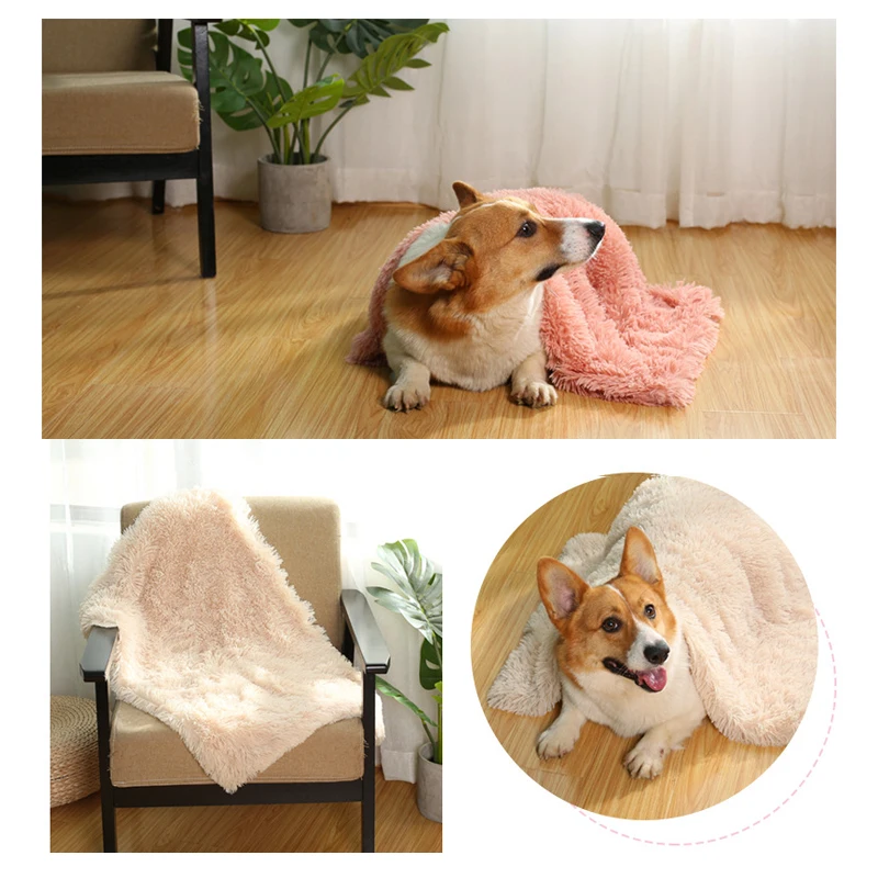 

Long Plush Dog Bed Pet Cushion Blanket Soft Fleece Cat Cushion Puppy Mattress Soft Pet Throw Blankets for Small Medium Large Dog