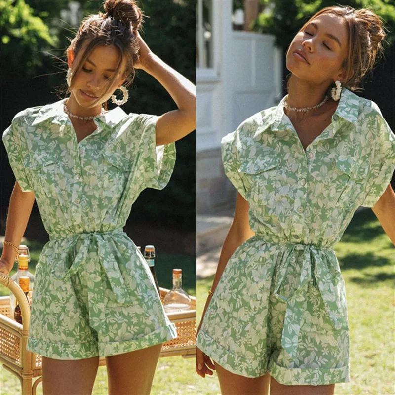 Women Fashion Jumpsuits for Women 2021 Rompers Casual Print Pockets