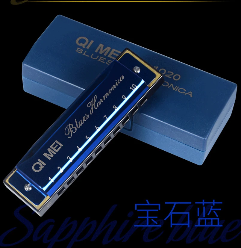 

1020 Blues Harmonica Key of C 10 Holes 20 Tunes Diatonic Harp Mouthorgan with Cleaning Cloth and Storage Box