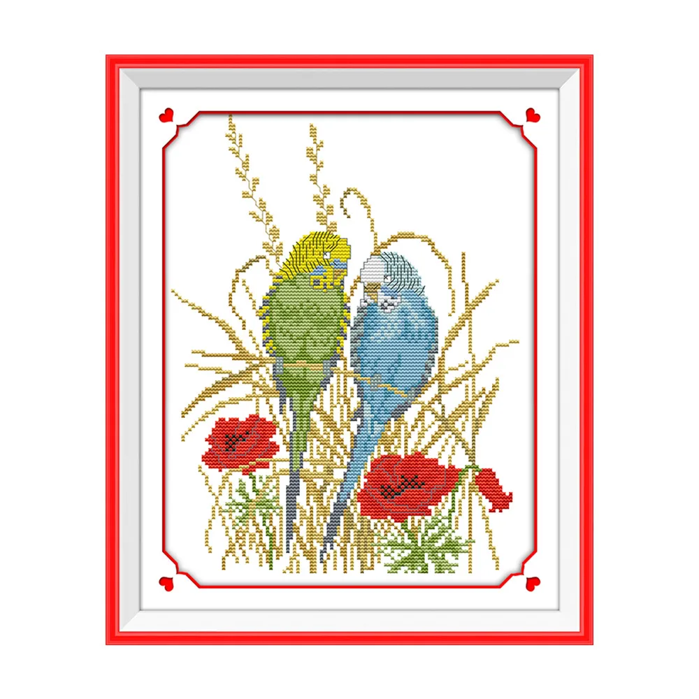 Пара попугаев Набор для вышивки крестиком поделки ручная вышивка набор ручной