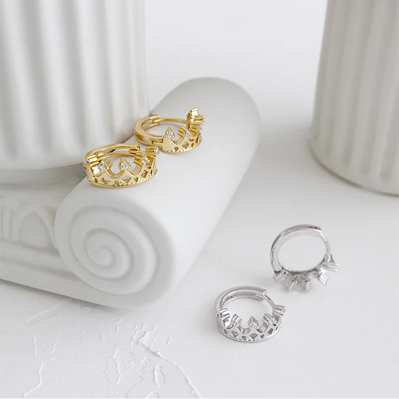 1 пара 100% Аутентичные 925 пробы серебро белый/золото белый цирконий принцесса