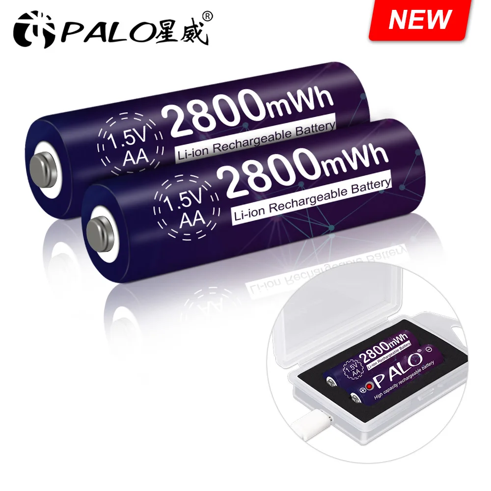 

PALO 1.5v AA Li-ion Rechargeable Battery 2800mWh AA 1.5V Battery with Battery Charger Usb Charger for 1.5V AA aaa Battery