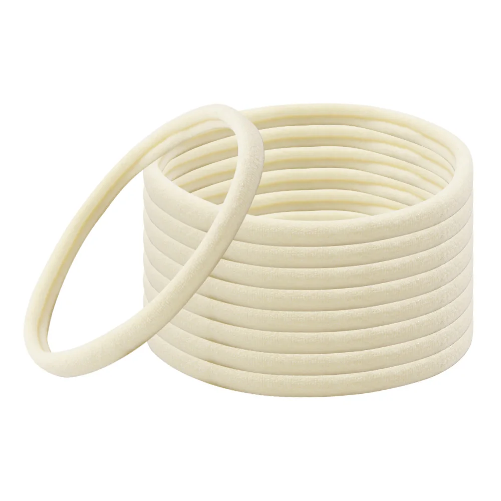 beige IBOWS 10 шт. спандекс нейлоновая повязка однотонный комплект с эластичной резинкой и повязка на голову для маленьких девочек Малыш DIY узкие лентой Головные уборы аксессуары для волос - Цвет: beige