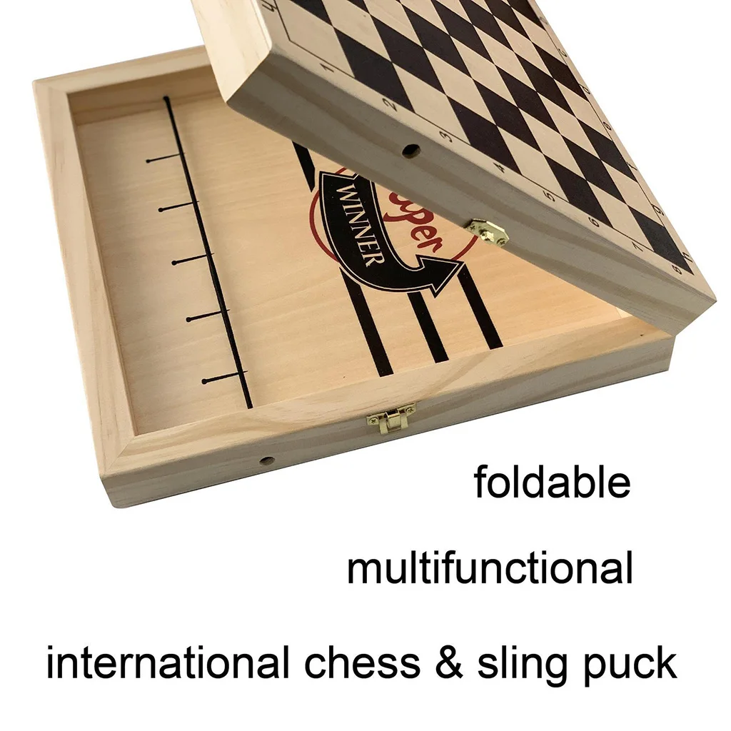 

Fast Sling Puck Game Wooden Chess Set Board Table Hockey Game Party Toys