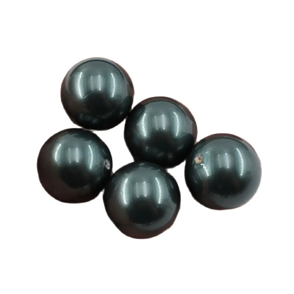 

APDGG 20MM 5 Pcs Natural Black Sea Shell Pearl Half Hole Round Beads For Pendant Earrings DIY Jewelry Findings