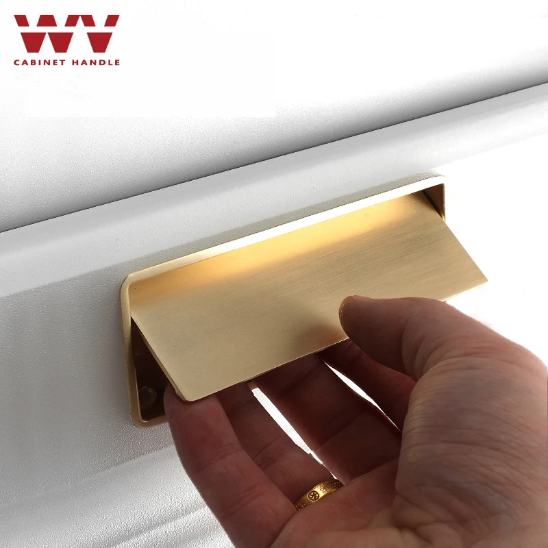 WV Скрытая Ручка дверцы черная Золотая Встраиваемая ручка из цинкового сплава