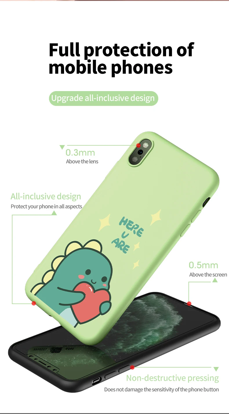 Силиконовый чехол для iPhone 6, 6 S, 7, 8 Plus, X, XR, Xs, Max, милый мультяшный чехол, силиконовый чехол, бампер для iPhone 11 Pro, Max, Funda, Coque Capa