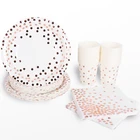 8 шт., розовое золото, в горошек, одноразовые вечерние тарелки, скатерть для детей, для взрослых, для дня рождения, столовая посуда, свадебные декорации, вечерние скатерти