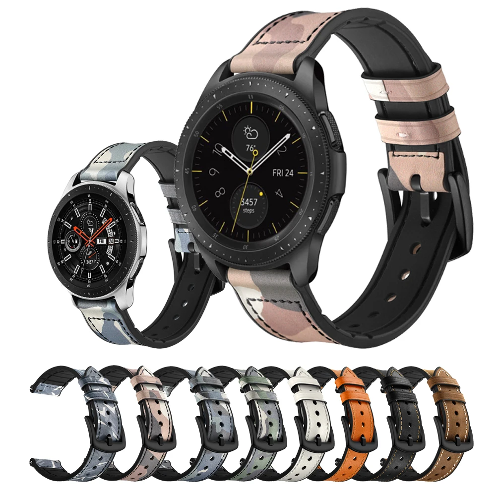 

Camouflage leather For Samsung Galaxy watch 3 41 45mm/active 2 gear S2 S3 Frontier/huawei watch gt 2/amazfit bip/gts gtr 20/22mm